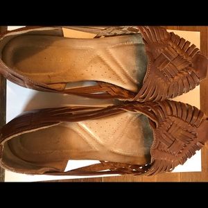 Naturalized Brown Weave Leather Upper Sandals Size 8.5